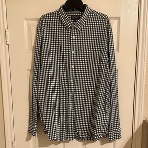 Wallin & Bros. Navy and White Checkered Shirt. Brushed 100% cotton.